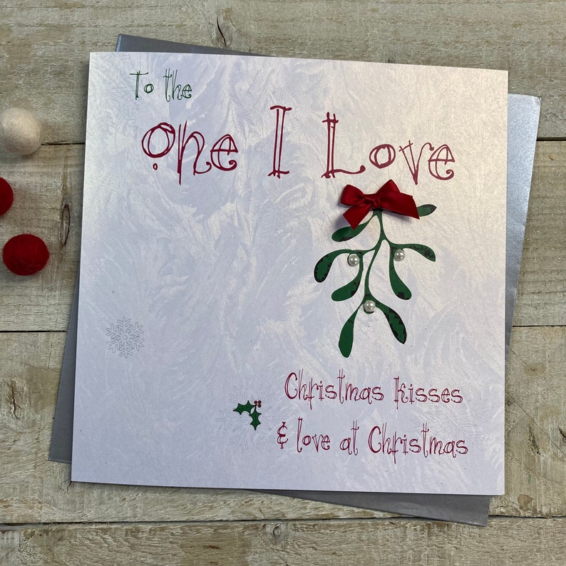 One I Love, Partner Handmade Special Christmas Card With 2 Robins, Deer