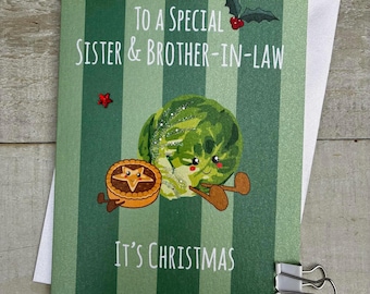 Brother & Sister in law, Daughter, son in law - Son and daughter in law - sister - Cute Character Christmas Card - Doodlebugs, cute food