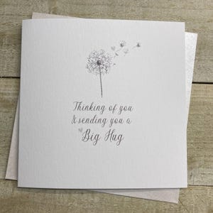 Une pensée pour vous - je vous fais un gros câlin - une carte de sympathie pour un mari, une mère et un père, un pissenlit - à la mémoire de - une carte de condoléances