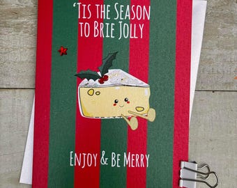 Cute Character Christmas Card - Doodlebugs, cute food, mince pie, figgy pud, tea bag, sprout, candy cane, carrot, hot choc, football