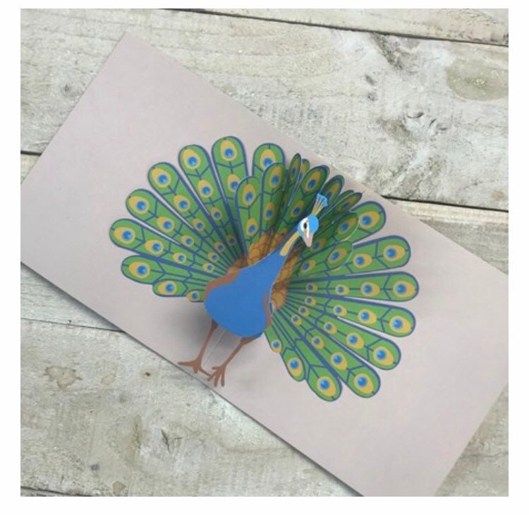 Pop up Card Peacock Design by 2totango Birds Beautiful - Etsy