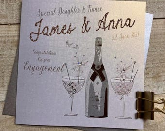 Daughter, Granddaughter, Grandson, Sister & Fiancé Engagement Card - Engagement Ring personalised- son and fiancée , brother and fiancé