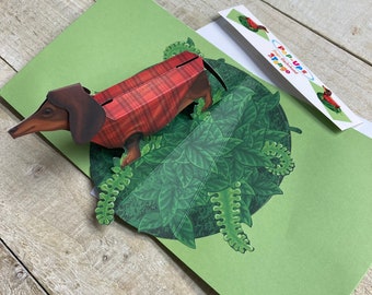 Carte pop-up CHIEN SAUCISSE ou chien carlin - design TTT1440 par 2ToTango