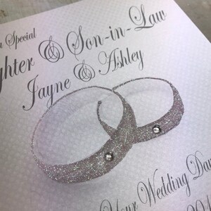 Personalised Wedding Card Daughter/Son & Son/Daughter-in-Law Rings Design PPS82/PPS83 Bespoke handmade wedding card for a special couple image 4