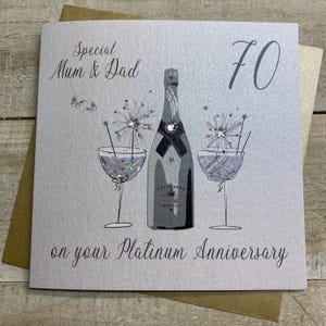 Tarjeta Platinum del 70.° aniversario para bisabuelos, esposo, esposa, mamá y papá, mamá y papá, hermana, hermano, abuelos