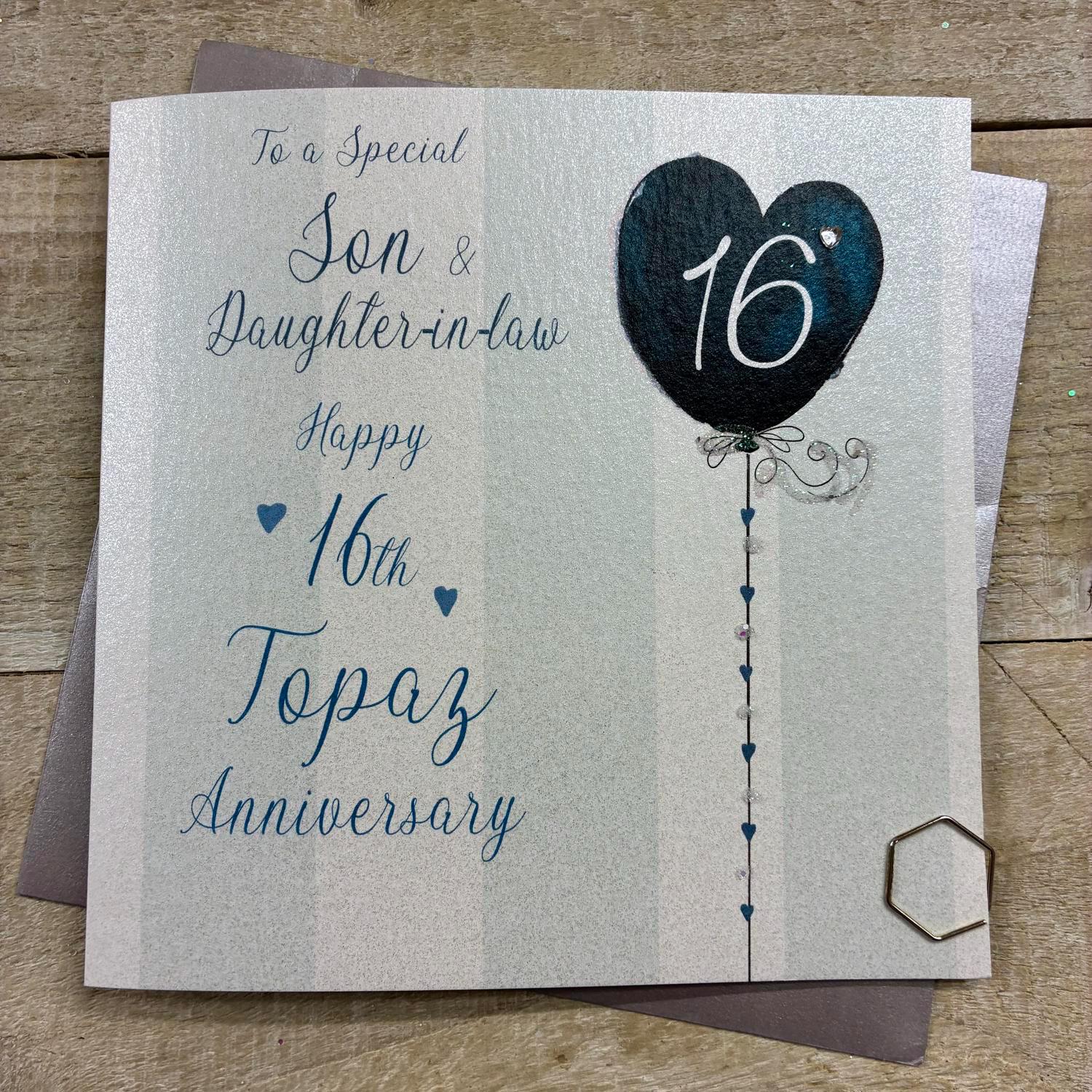 Happy 16th Anniversary!!! [紅] 16th Topaz Anniversary Card - for Wife, Husband, Mum & Dad
