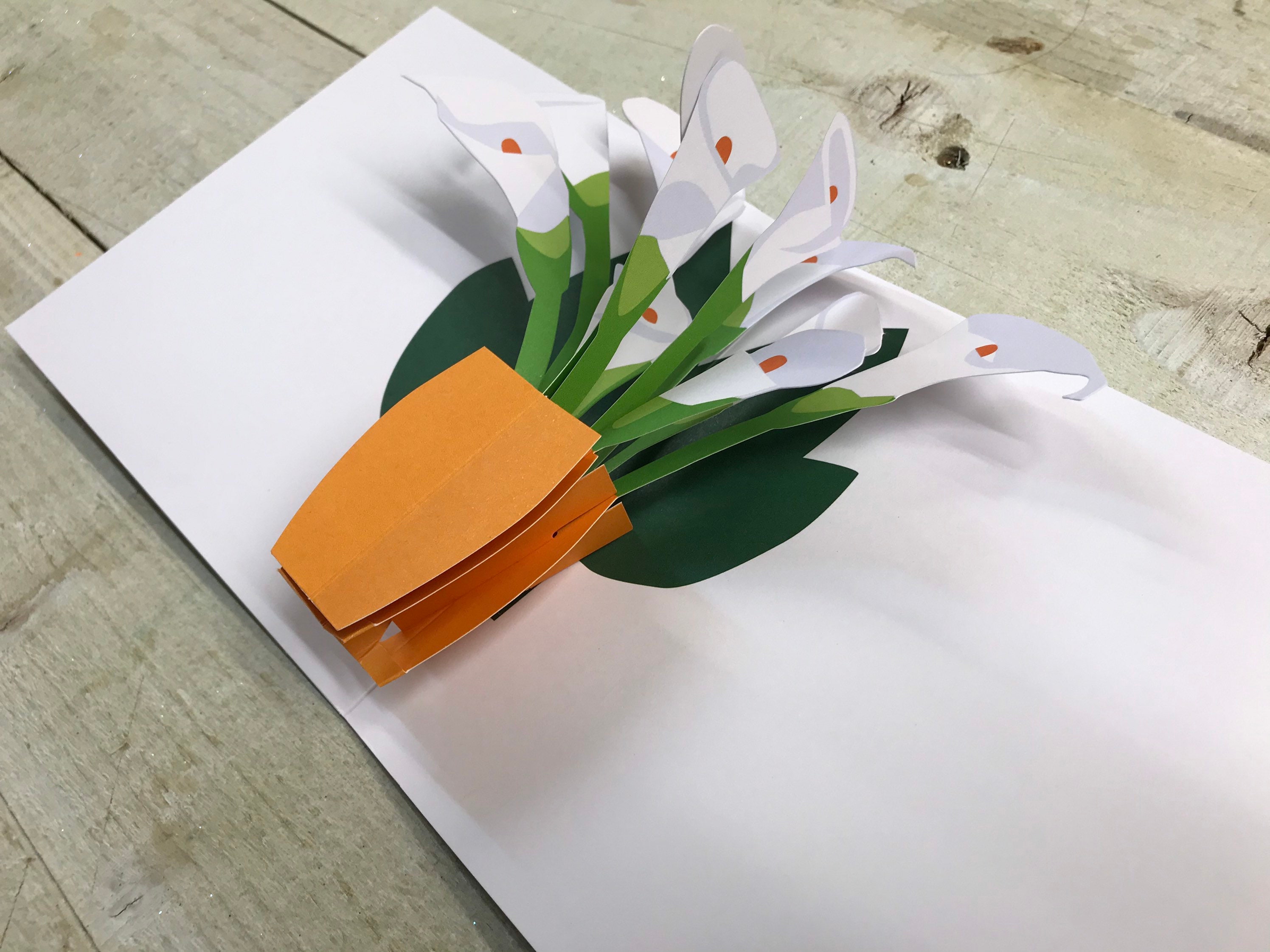 Pop up Card - White Lilies in a Vase Design by 2totango, White Flowers ...