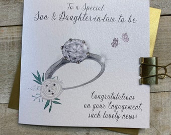Son & Fiancée / Daughter in law to be - Handmade Engagement Card - daughter, brother, sister and fiancée, Grandson, Granddaughter