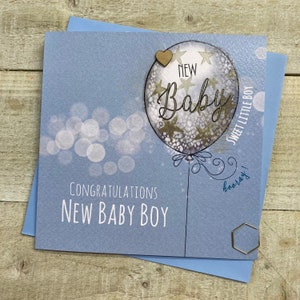 New Baby Boy , New Baby Girl - new granddaughter, new grandson handmade card - Pink or Blue Balloon Card