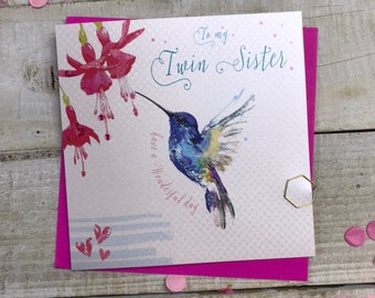 Birthday Card - for my Twin Hummingbird glitter design (B247-TW)