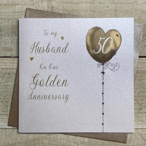 Golden 50th Anniversary Handmade Card - Grandparents, wife, husband, sister, brother, daughter, son, mum & dad, mom - BESPOKE