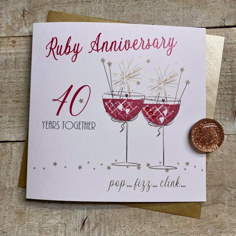 40th Ruby Anniversary Card - for Wife, Husband, Mum & Dad, Special ...