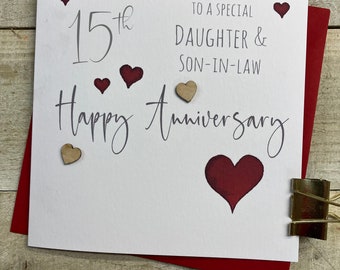 Tarjeta de aniversario hecha a mano para cualquier año – Cualquier relación, corazones de madera 1 2 3 4 5 6 7 8 9 10 11 12 13 14 15 16 17 18 19 20 21 22 23 24 25 30 40 50