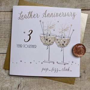 3e lederen jubileumkaart - Voor vrouw, man, mama & papa, speciale vrienden, ZOON of Dochter handgemaakte kaart