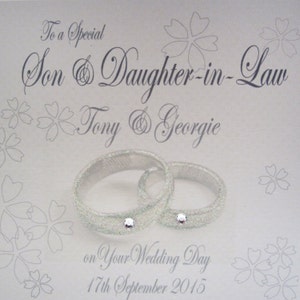 Personalised Wedding Card Daughter/Son & Son/Daughter-in-Law Rings Design PPS82/PPS83 Bespoke handmade wedding card for a special couple image 2