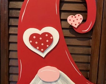 Gnome Valentine's Day Door Hanger - Valentines Day Door Decor - Valentines Door Decor