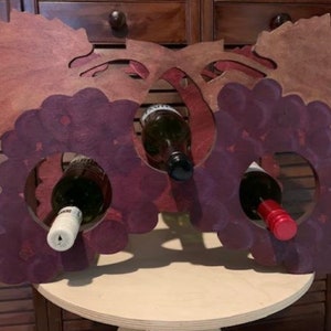 Handmade Countertop Table Top Free Standing Wood Wine Rack - Grapevine Gift Kitchen Bar Dining Home Decor