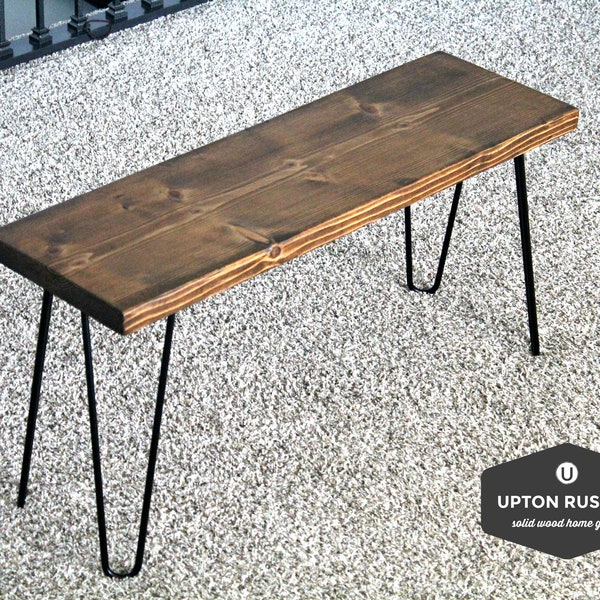 Bench | Entryway Bench | Wood Bench | Black Metal Legs | Farmhouse Bench | Rustic Bench | Entry Bench