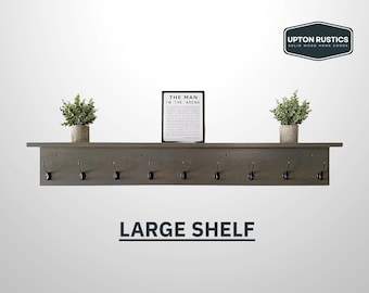 Large Shelf Coat Rack Wall Mount with Hooks