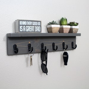 Key Holder Shelf, Key Holder for Wall, Key Holder with Shelf, Hat Rack for Wall, Coat Rack with Shelf, Coat Rack Wall Mount, Entryway Shelf image 3