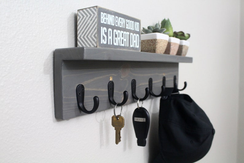 Key Holder Shelf, Key Holder for Wall, Key Holder with Shelf, Hat Rack for Wall, Coat Rack with Shelf, Coat Rack Wall Mount, Entryway Shelf image 5