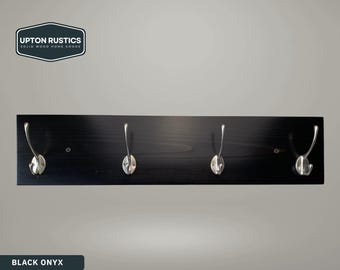 5.5" Wood Coat Rack Wall Mount with Black or Nickel Hooks