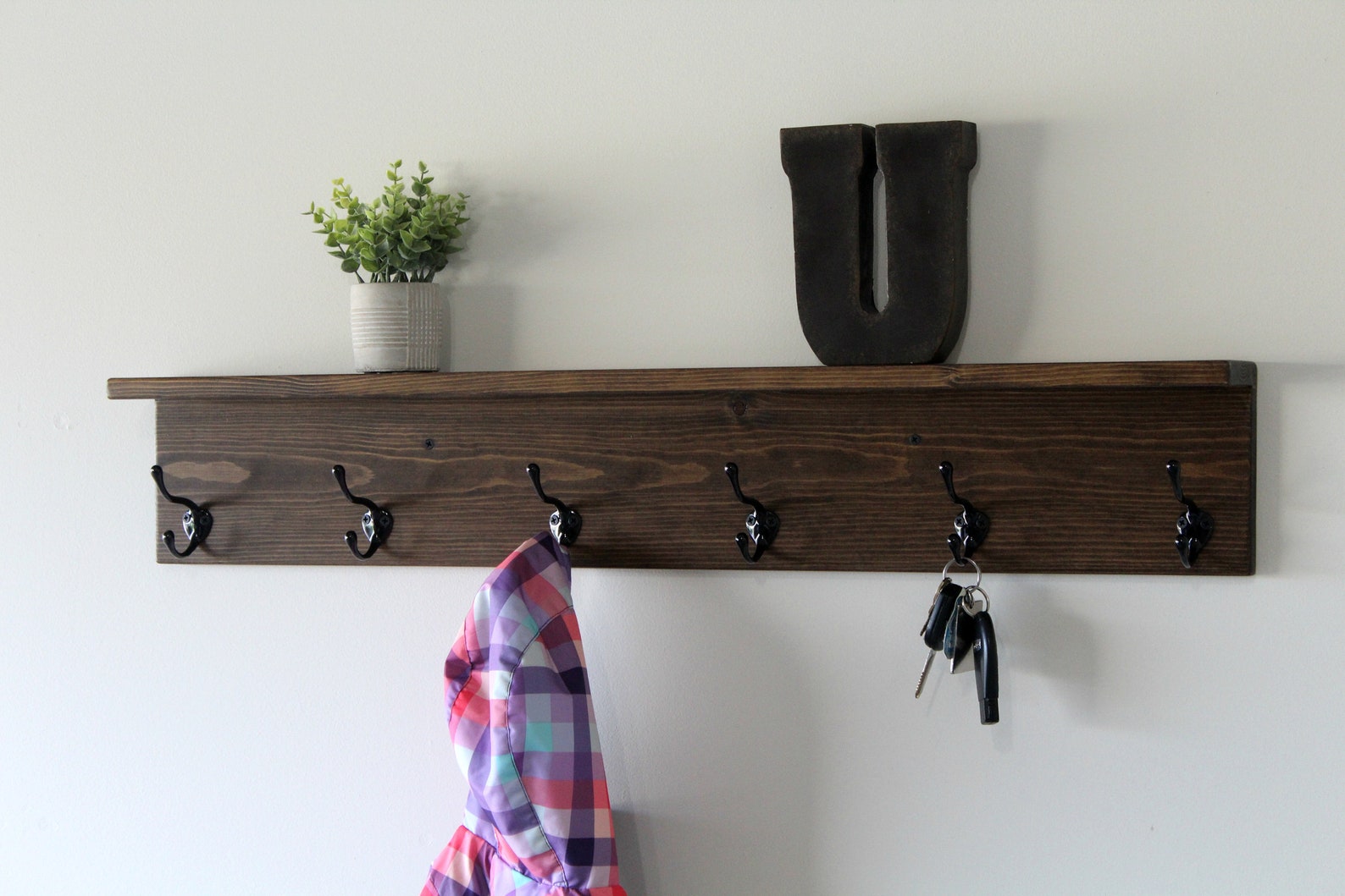 Rustic Coat Rack Shelf Wall Coat Rack With Shelf Wall Shelf Etsy