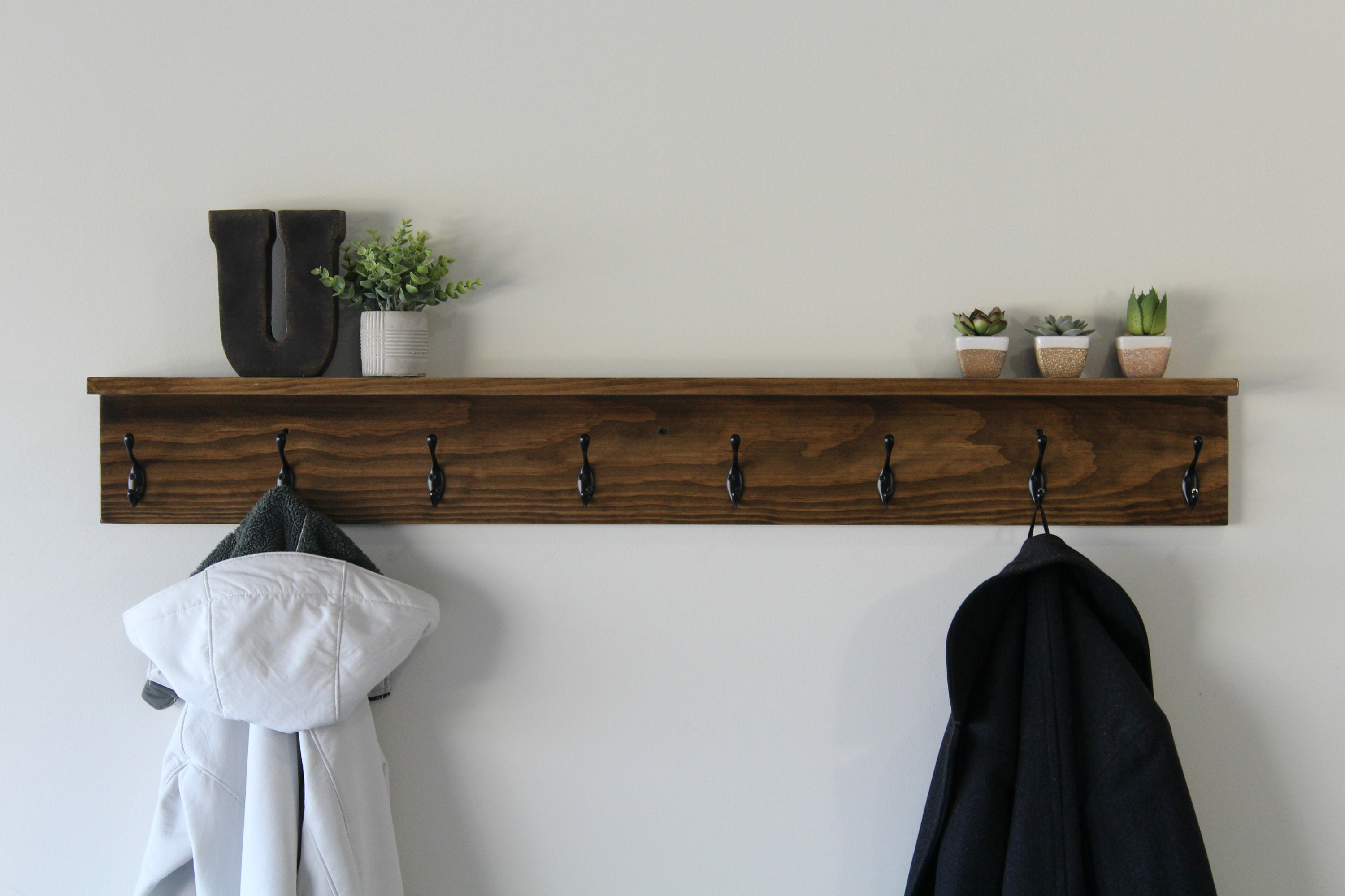 Rustic Coat Rack Shelf Wall Coat Rack With Shelf Wall Shelf With Hooks Entryway Shelf Coat Rack Wall Rustic Home Decor Wall Decor Etsy