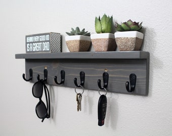 Key Holder Shelf, Key Holder for Wall, Key Holder with Shelf, Hat Rack for Wall, Coat Rack with Shelf, Coat Rack Wall Mount, Entryway Shelf