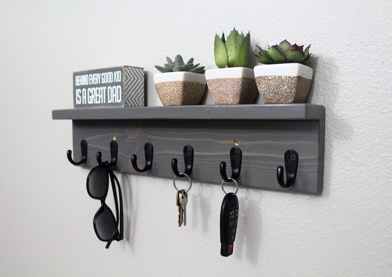 Key Holder Shelf, Key Holder for Wall, Key Holder with Shelf, Hat Rack for Wall, Coat Rack with Shelf, Coat Rack Wall Mount, Entryway Shelf image 1