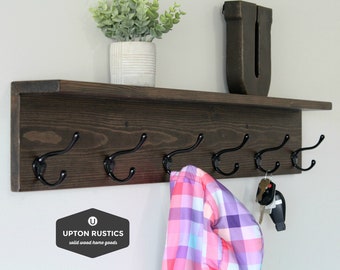 Coat Rack with Shelf: Wall Mounted with Hooks