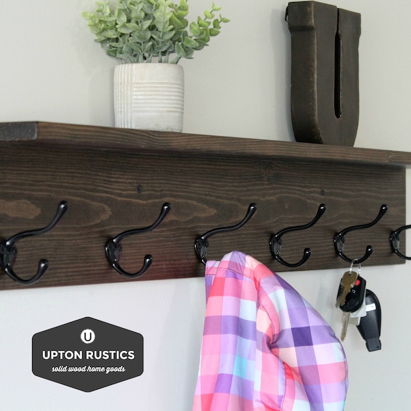 Coat Rack with Shelf: Wall Mounted with Hooks