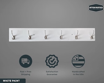 5.5" Wood Coat Rack Wall Mount with Black or Nickel Hooks