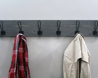 Coat Rack Wall Mount, Coat Rack Hooks, Wall Hooks, Rack with Hooks, Entryway Organization, Organizer, Rustic Home Decor, Wall Decor