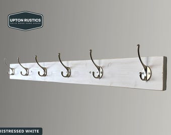3.5” Wood Coat Rack Wall Mount with Black or Nickel Hooks