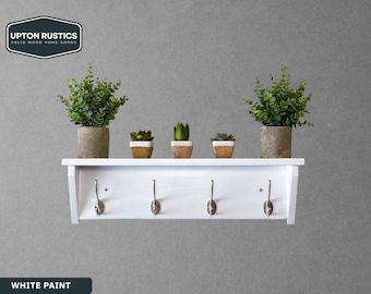 Vintage Coat Rack Wall Mount with Shelf and Hooks
