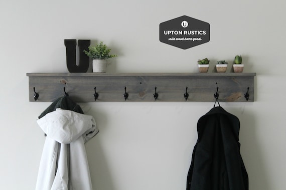 Coat Rack Wall Shelf , Entryway Shelf with Coat Hooks , Home