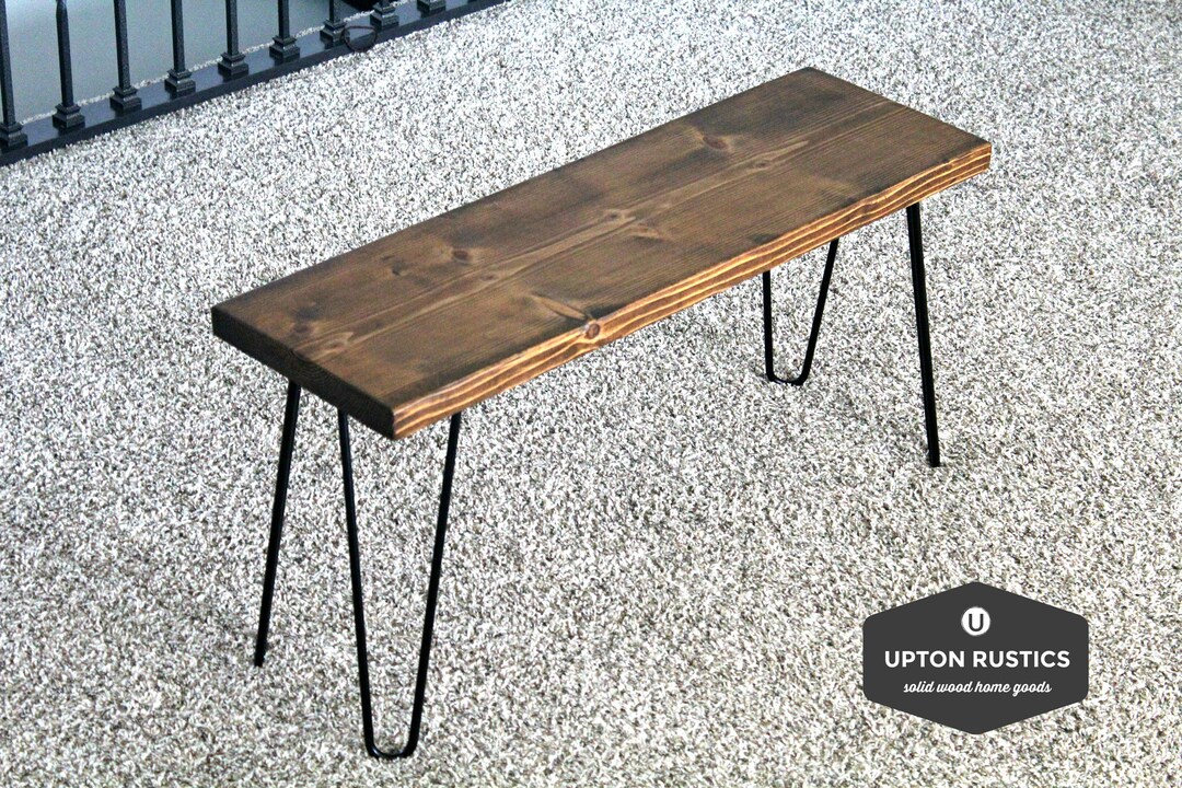 Bench Entryway Bench Wood Bench Black Metal Legs Farmhouse Bench Rustic Bench Entry Bench Etsy