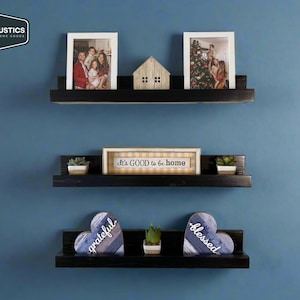 Solid Wood Picture Ledge Shelf, Floating Shelves for Pictures and Decor