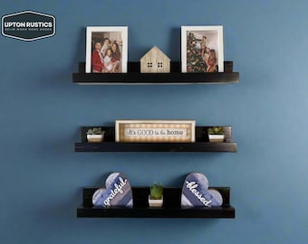 Solid Wood Picture Ledge Shelf, Floating Shelves for Pictures and Decor