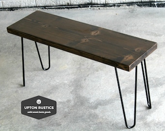 Entryway Bench: Wood Bench with Black Metal Legs