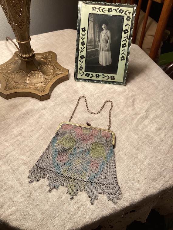 Dresden mesh purse, Dresden mesh bag, antique mes… - image 2