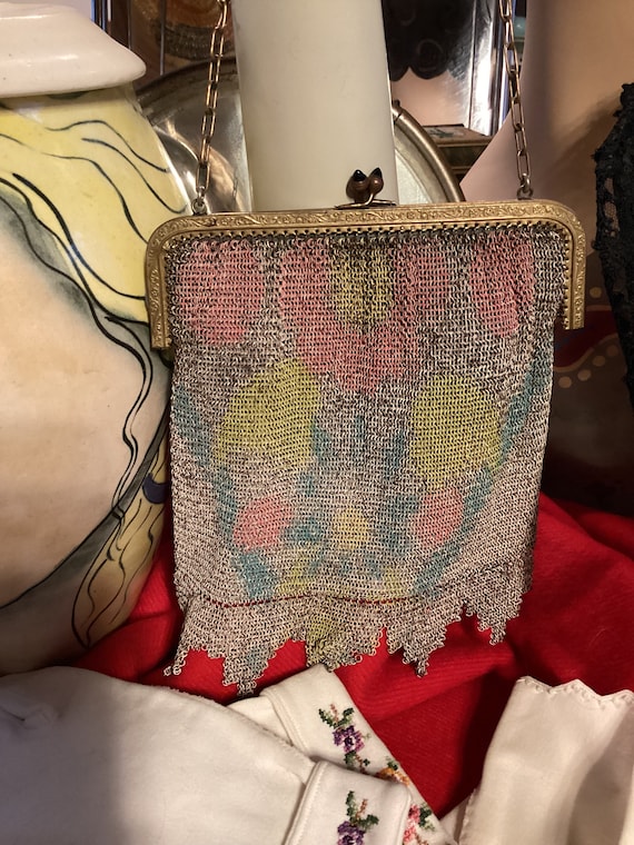 Dresden mesh purse, Dresden mesh bag, antique mes… - image 4