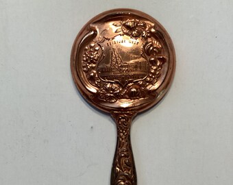 Vintage miniature souvenir hand mirror, vintage Butte, Montana souvenir hand mirror, Montana souvenir hand mirror, mining souvenir mirror