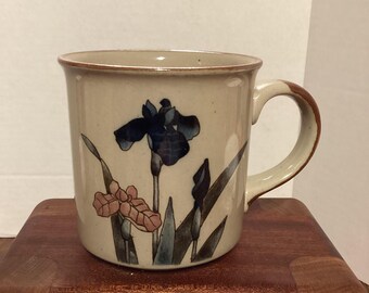 Vintage 70's Otagiri-style Pink Blue Wildflowers Stoneware Mug/cup