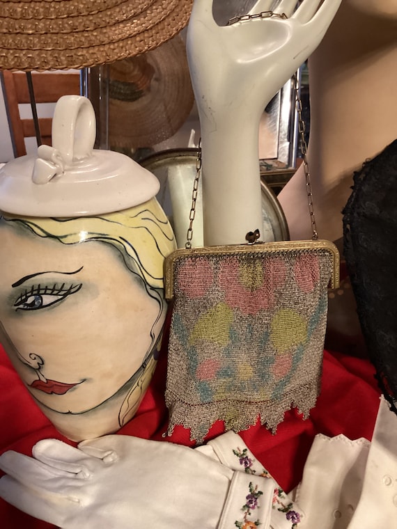 Dresden mesh purse, Dresden mesh bag, antique mes… - image 3