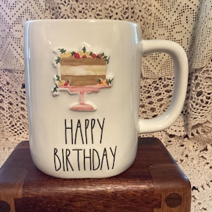 Rae Dunn Artisan Collection Pottery “Happy Birthday” Coffee Mug