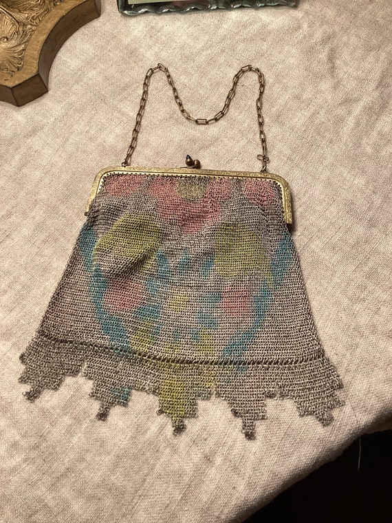 Dresden mesh purse, Dresden mesh bag, antique mes… - image 1