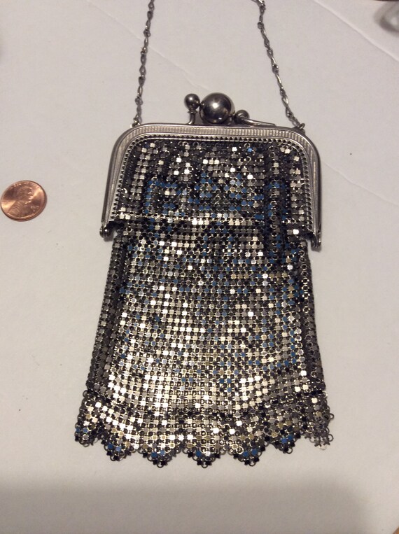 Vintage purse, enamel mesh purse, vintage mesh pur