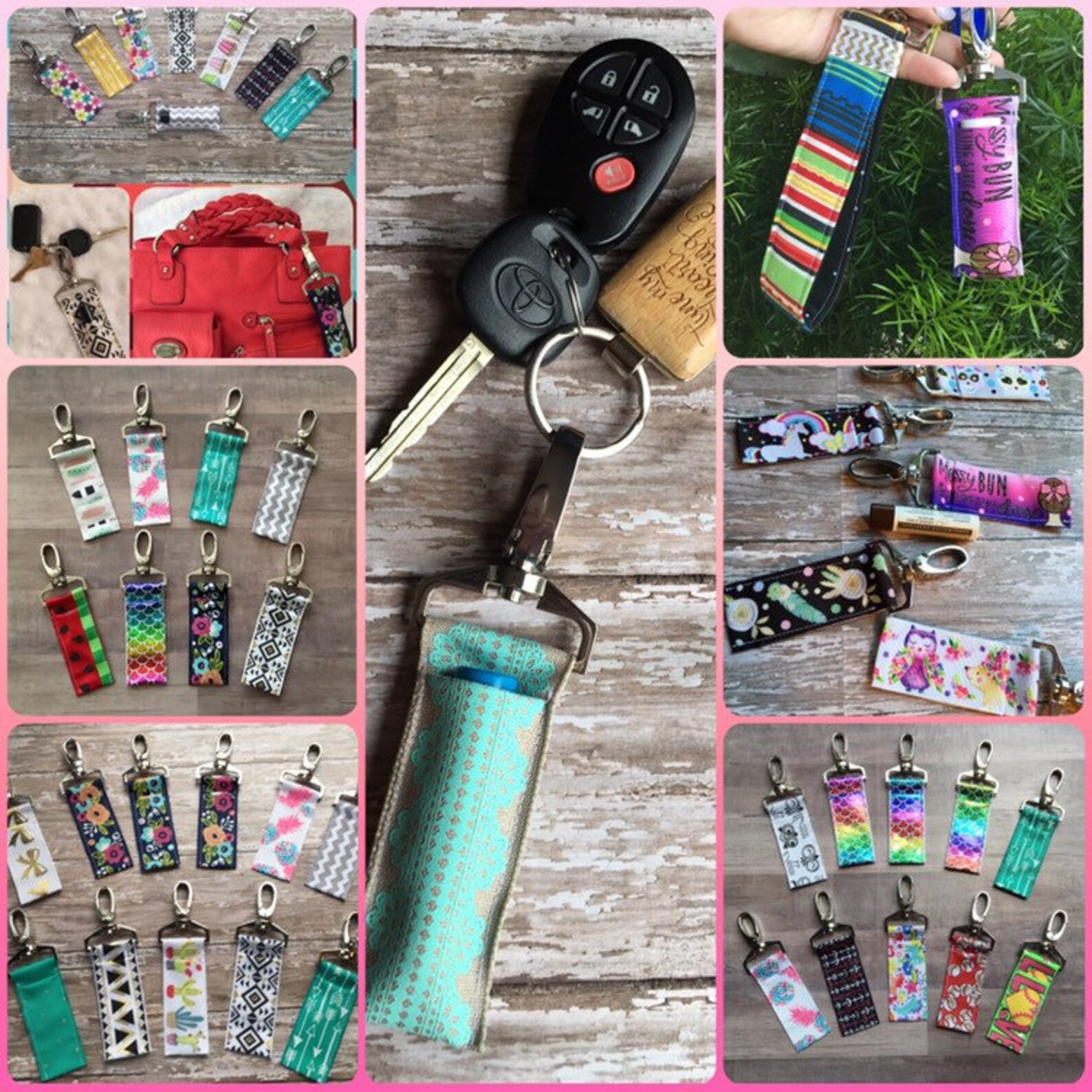 Chapstick keychains//lip fob//lipstick holder//lip balm Etsy